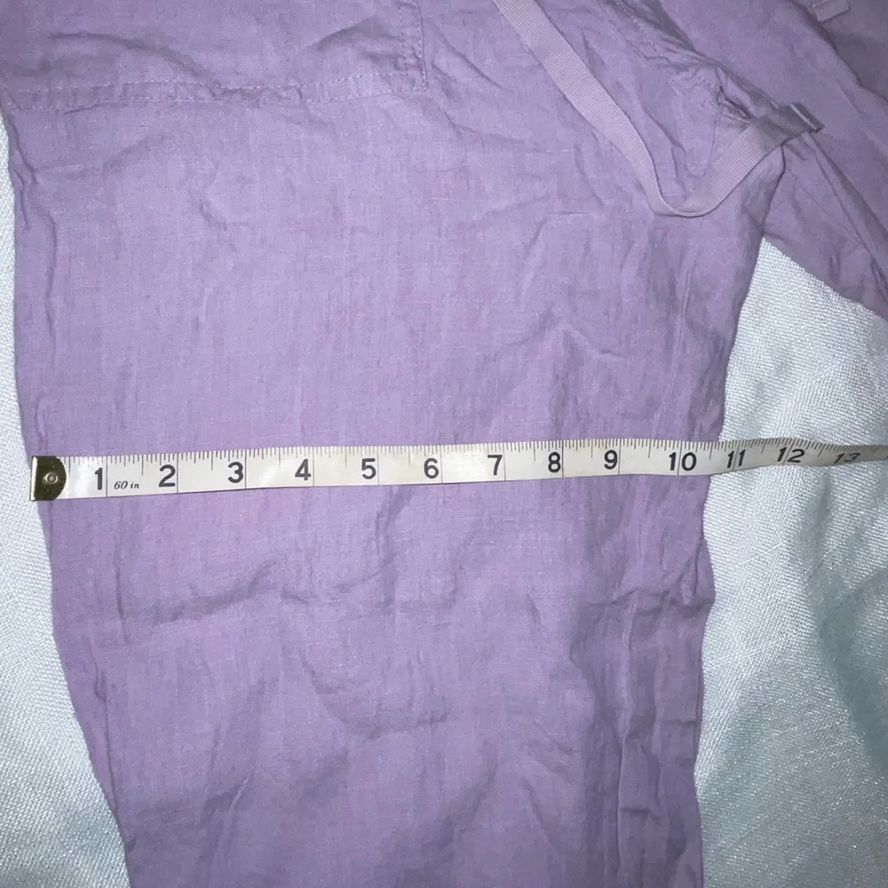 Linden Hill 100% Linen Purple Pastel Pants Relaxed Fit Cropped - Picture 12 of 12